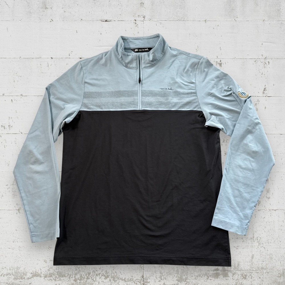Travis Mathew 1/4 Zip Pullover Men Size M Blue Black Horseshoe Bend Golf Club